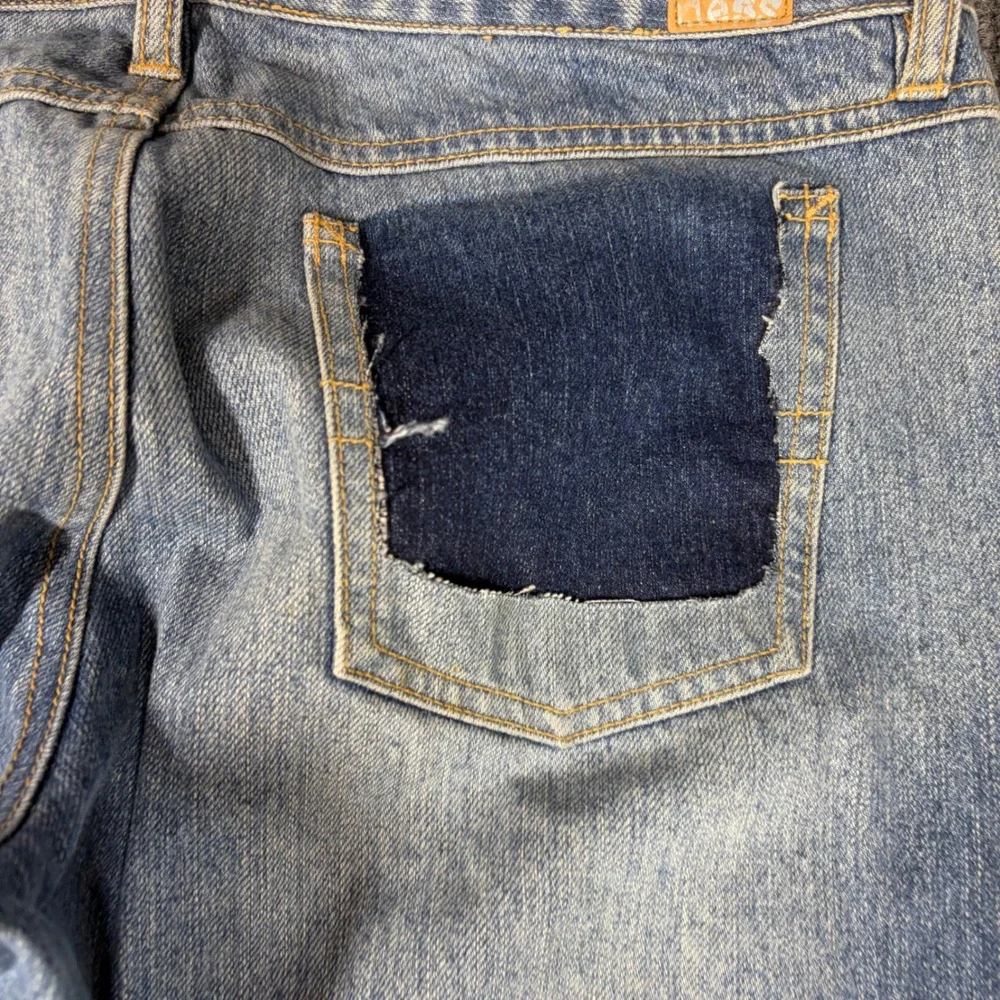 Mudd Jeans Womens 13 Blue Flare Distressed Studded Denim J00253T Low Rise Y2K